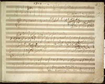 Přidat. 31766, f.2 Symfonie č. 6 F dur, op. 68 také známý jako Pastorační symfonie (inkoust na papíře) od Ludwig van Beethoven