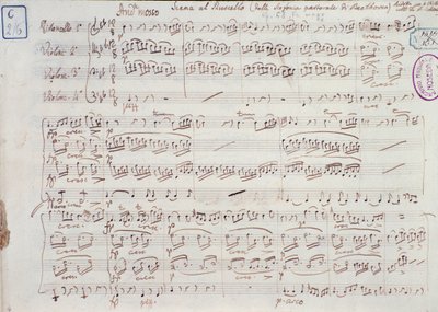 Strana notového záznamu k Symfonii č. 6 F dur, opus 68, Ludwiga van Beethovena od Ludwig van Beethoven
