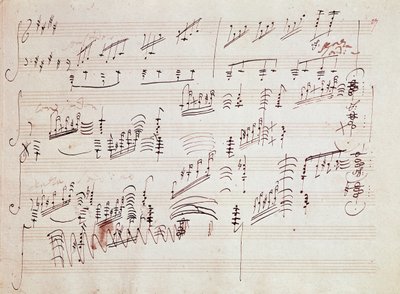 Noty pro „“ Sonata pour piano n* 14 en do diese moll“ „“ Sonata au clair de lune“ německého skladatele Ludwiga van Beethovena (1770-1827) zkomponované v roce 1801. House, Natale de Beethoven, Bonn. Německo od Ludwig van Beethoven