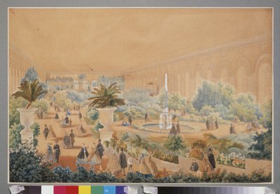 Výstava květin v moskevské manéži. Dílo Luigiho Premazziho (1814-1891), akvarel a kvaš na papíře od Luigi Premazzi