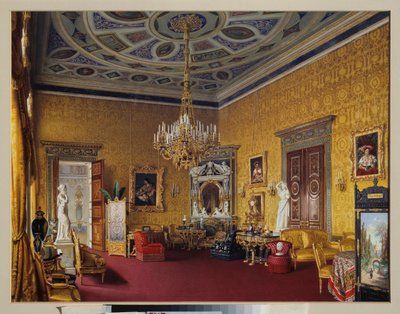 Lyonský sál (Žlutý kreslící sál) Velkého paláce Carkoye Selo (Rusko). Dílo Luigiho Premazziho (1814-1891), akvarel na papíře od Luigi Premazzi