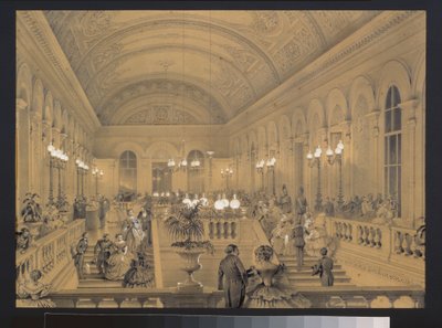Schodiště císařského divadla Bolchoi Kammeny v Petrohradě. Umělecké dílo Luigiho Premazziho (1814-1891), akvarel a bílá na papíře, cca 1850. Italské umění od Luigi Premazzi