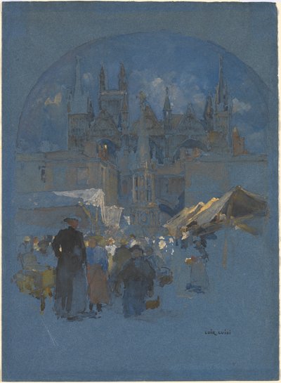 Tržní náměstí před katedrálou od Luigi Aloys François Joseph Loir