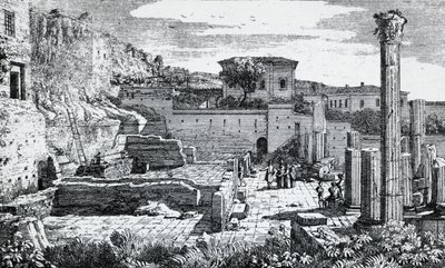 Ruiny Vespasiánova chrámu v Brescii, rytina Louis Basiletti (1780-1860), Itálie od Luigi Basiletti