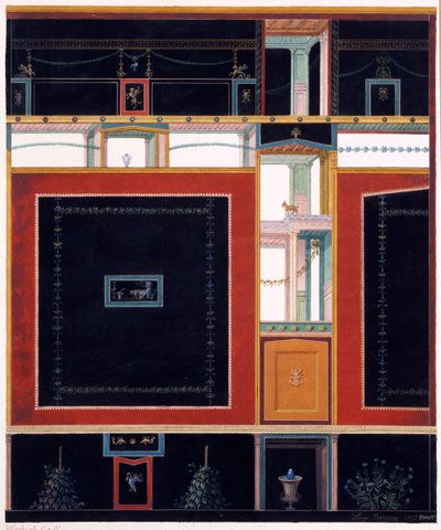 Nástěnné dekorace z domu Aulus Vettius, Pompeje, kolem 36-39 našeho letopočtu, 1897 od Luigi Bazzani