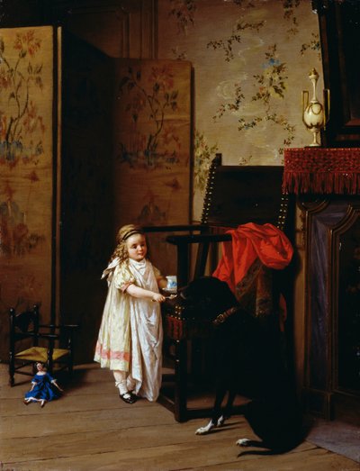 Snídaně pro dva, Luigi Crosio (1835-1915), olej na panelu, 42x32 cm od Luigi Crosio