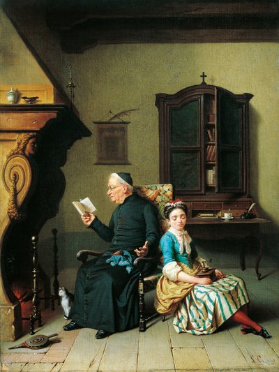 Kurátova bible, Luigi Crosio (1835-1915), olej na plátně, 51x69 cm od Luigi Crosio