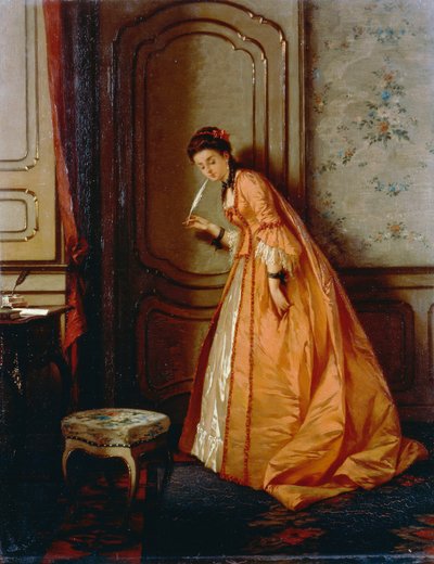 Listening, Luigi Crosio (1835-1915), olej na panelu, 40,5x32 cm od Luigi Crosio