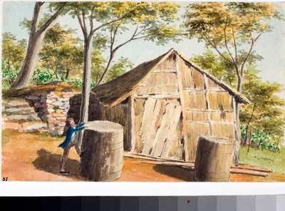 Pohled na srub (akvarel, cca 1823) od Luigi Garibbo