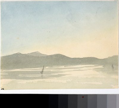 Pohled na jezero za úsvitu (Watercolor, c.1825) od Luigi Garibbo