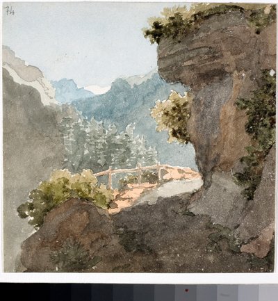 Pohled na horskou stezku (Akvarel, cca 1820) od Luigi Garibbo