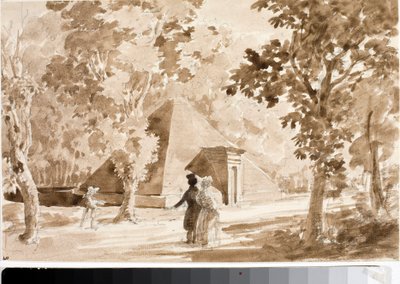 Pohled na pyramidu Parco delle Cascine ve Florencii (akvarel, cca 1820) od Luigi Garibbo