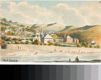 Pohled na kopec Marassi se zvonicí kostela Santa Margherita poblíž Janova (Akvarel, cca 1825) od Luigi Garibbo