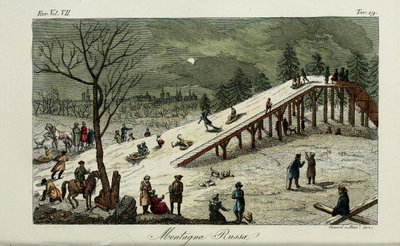 Horská dráha. Ilustrace ze starověkých a moderních zvyků nebo vládní historie Giulio Ferrario, 1831 od Luigi Giarrè