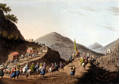Exodus na cestách balkánských hor - v „“ Pohledy na Osmanské nadvlády, na Evropu, v Asii a na některé středomořské ostrovy““ z původních kreseb Luigi Mayera, Londýn od Luigi Mayer