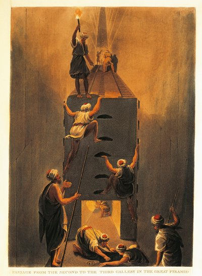 Francie, Paříž, pasáž z druhé do třetí galerie ve Velké pyramidě v Gíze od Luigi Mayer