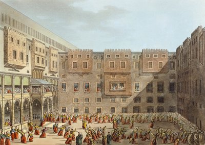 Mameluke cvičí před palácem Mourad Bey v Káhiře od Luigi Mayer