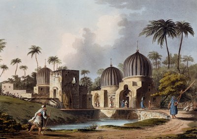 Hrobky arabských svatých v Rosettě, rytina, Luigi Mayer (1755-cca 1803), z Pohledů v Egyptě, Palestině a dalších částech Osmanské říše od Luigi Mayer