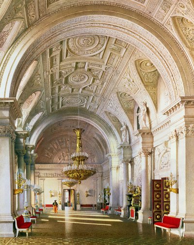 Pohled na Bílý sál v Zimním paláci v Petrohradě, 1865 od Luigi Premazzi