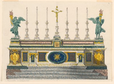 Kresba, Oltář z barevných mramorů, asi 1820 od Luigi Righetti