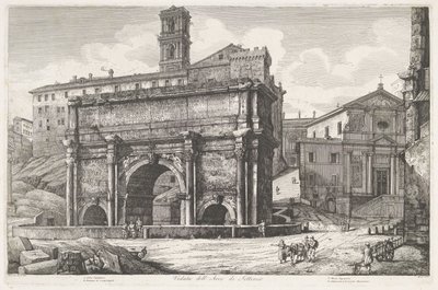 Boog van Septimius Severus do Říma Pohled na Septimův oblouk (název na objektu) od Luigi Rossini