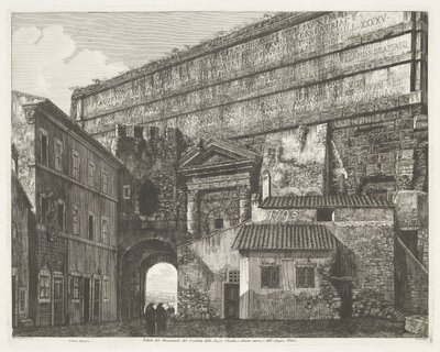 Porta Maggiore te Rome Pohled na památník Condotto delle Acque Claudia a Anione Nuovo a na Acqua Felice (název na objektu) od Luigi Rossini