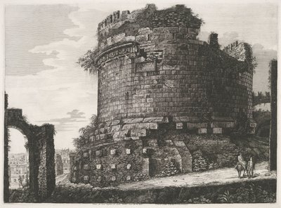 Tombe van Caecilia Metella te Rome Pohled na Velký hrob Cecilie Metella nacházející se na Via Appia (název na objektu) od Luigi Rossini