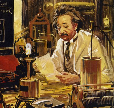 Einstein pracoval na mnoha univerzitách a polytechnických školách (barevná litografie). od Luis Arcas Brauner