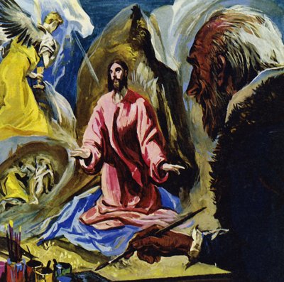 El Greco maloval náboženské náměty až do své smrti ve věku 73 let (barevná litografie). od Luis Arcas Brauner