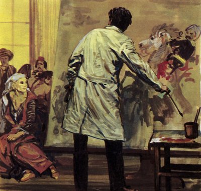 Eugene Delacroix maloval rok a půl obraz "Masakr ve Scio" (barevná litografie). od Luis Arcas Brauner