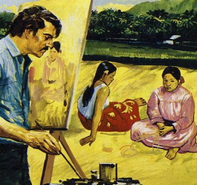 Gauguin namaloval domorodé dívky na Tahiti (barevná litografie) od Luis Arcas Brauner