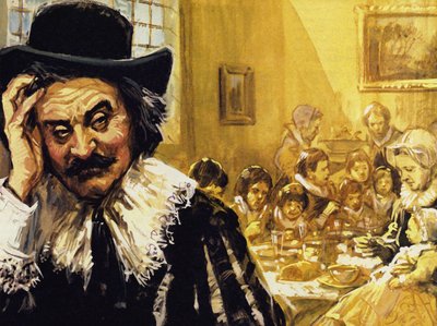 Hals se snažil uživit své děti, když se dostal do těžkých časů (barevná litografie) od Luis Arcas Brauner