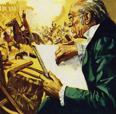 V roce 1808 povstali obyvatelé Madridu proti Francouzům a Goya jejich boj zaznamenal (barevná litografie). od Luis Arcas Brauner
