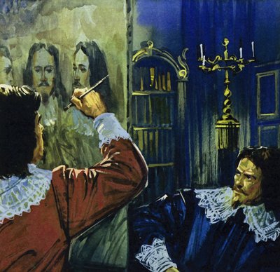 Král Karel I. pozval Van Dycka do Anglie, aby namaloval jeho portrét (barevná litografie). od Luis Arcas Brauner