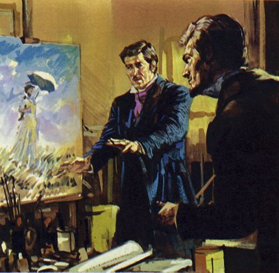 Renoir pracoval spolu se svým přítelem Monetem na rozvoji malířského stylu známého jako impresionismus (barevná litografie). od Luis Arcas Brauner