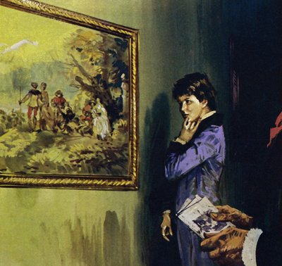 Renoir navštěvoval Louvre, aby obdivoval Watteauovo dílo (barevná litografie) od Luis Arcas Brauner