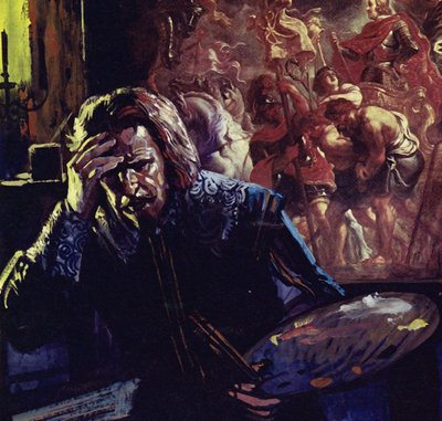 Rubensovo zdraví se začalo zhoršovat, přesto pracoval ještě tři roky (barevná litografie). od Luis Arcas Brauner