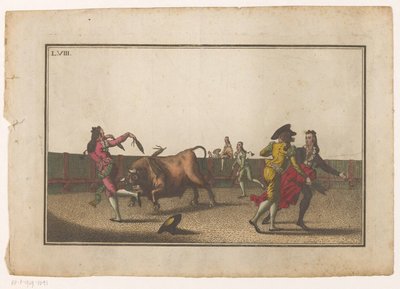 Býk je napaden banderillami Coleccion de las principales suertes de una corrida de toros (název série) Sbírka nejdůležitějších býčích manévrů (název série) od Luis Fernandez Noseret