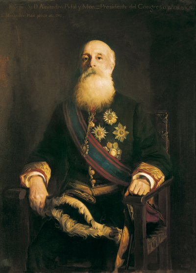 Portrét Alejandra PIDAL Y MON (1846-1913) španělského politika a člena skupiny Katolické unie. Obraz od Luise Menendeze Pidala (1861-1932) od Luis Menendez Pidal