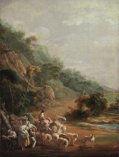 Scéna s vesničany (fragment) od Luis Paret y Alcazar