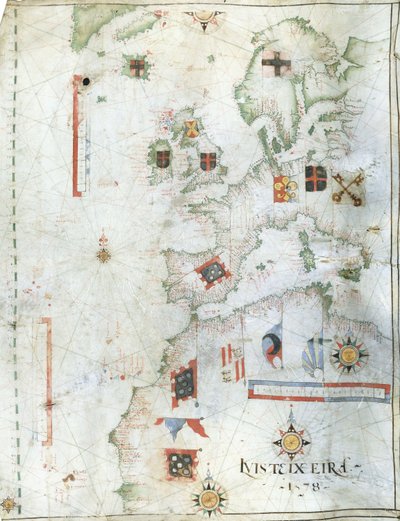 Portolanský graf západní Evropy a severní Afriky, 1578 od Luis Teixeira