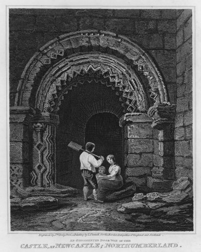 Ornamented Doorway in the Castle, v Newcastle, Northumberland (rytina) od Luke (after) Clennell