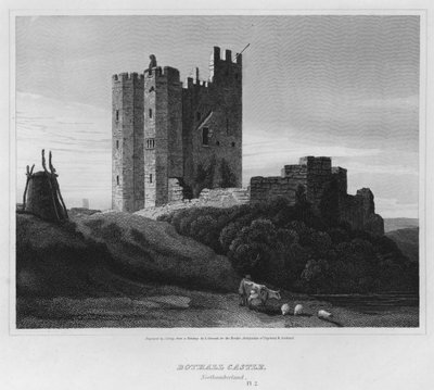 Bothall Castle, Northumberland (rytina) od Luke (after) Clennell