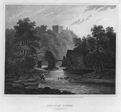 Dilston Tower, Northumberland (rytina) od Luke (after) Clennell
