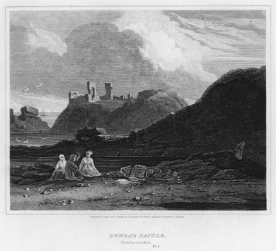 Dunbar Castle, Haddingtonshire (rytina) od Luke (after) Clennell