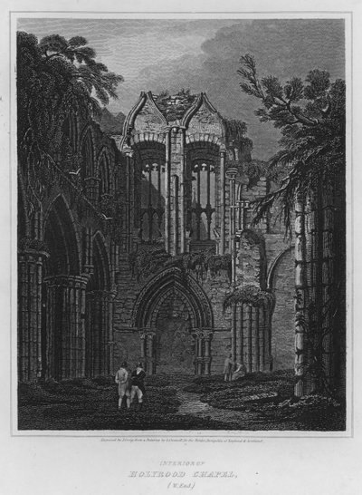 Interiér Holyrood Chapel, West End (rytina) od Luke (after) Clennell