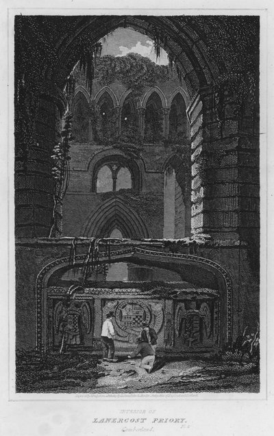 Interiér Lanercost Priory, Cumberland (rytina) od Luke (after) Clennell