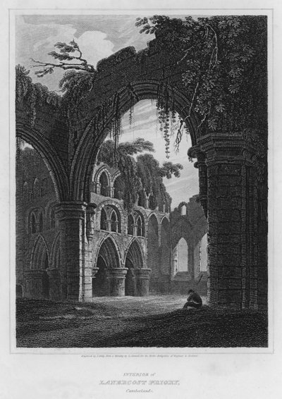 Interiér Lanercost Priory, Cumberland (rytina) od Luke (after) Clennell