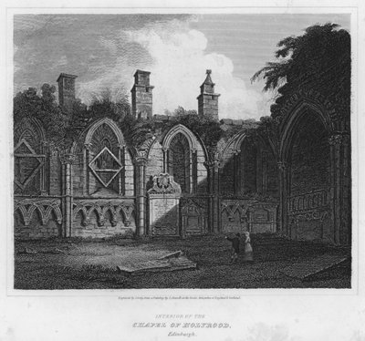 Interiér kaple Holyrood, Edinburgh (rytina) od Luke (after) Clennell