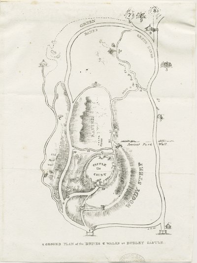 Dudley Castle: litografie, nd [c 1825] od Luke Booker